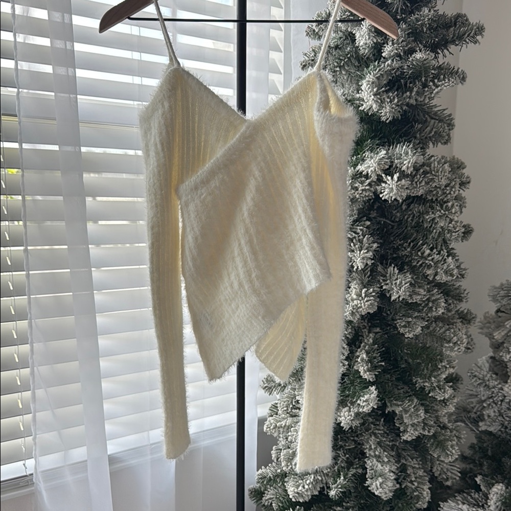 SHEIN Cream Off-the-Shoulder Sweater Chunky Knit